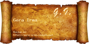 Gera Irma névjegykártya